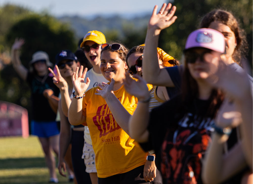 Griffin band members outside during a practice