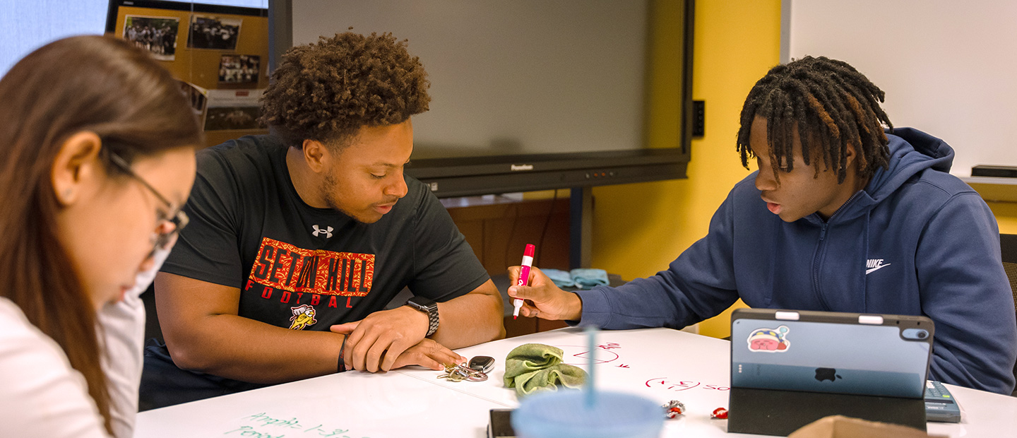 Students working together in the Math Center