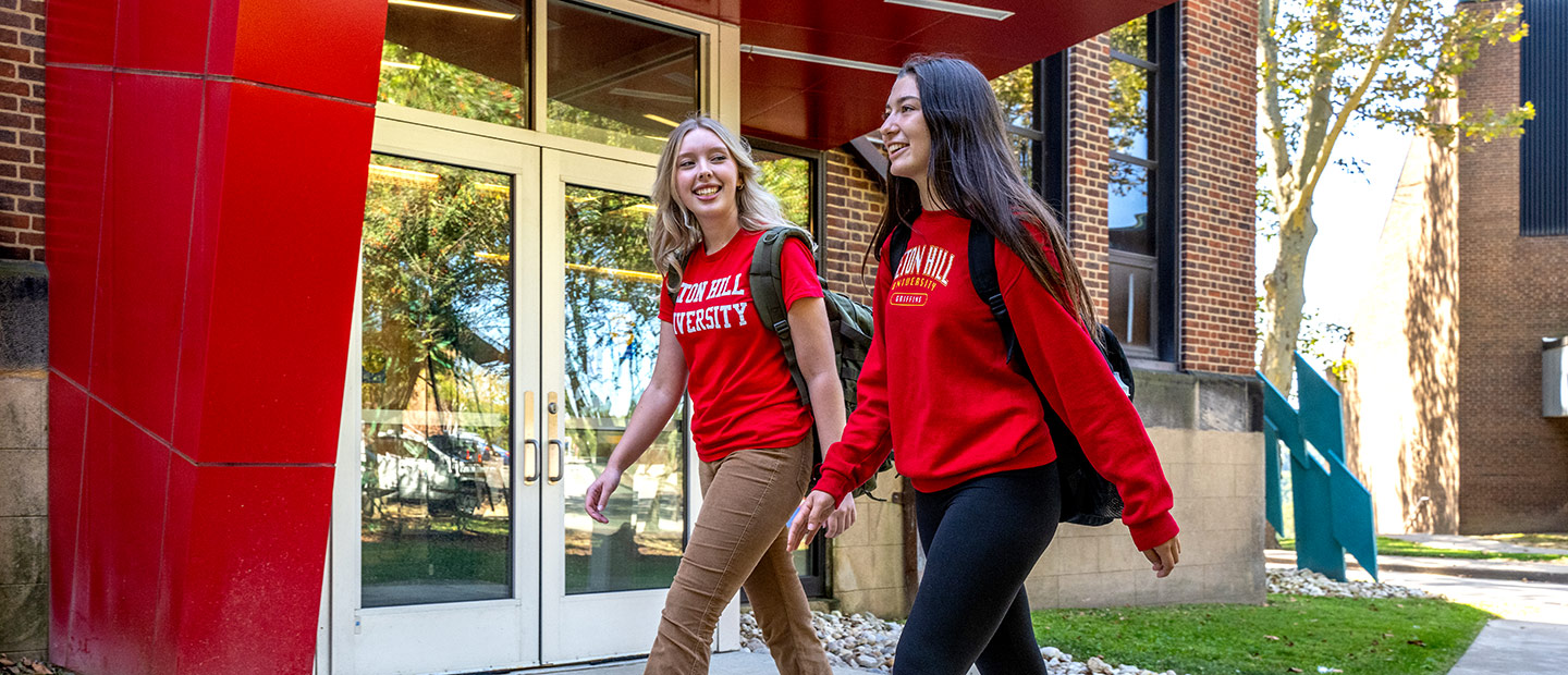 Students walking around campus