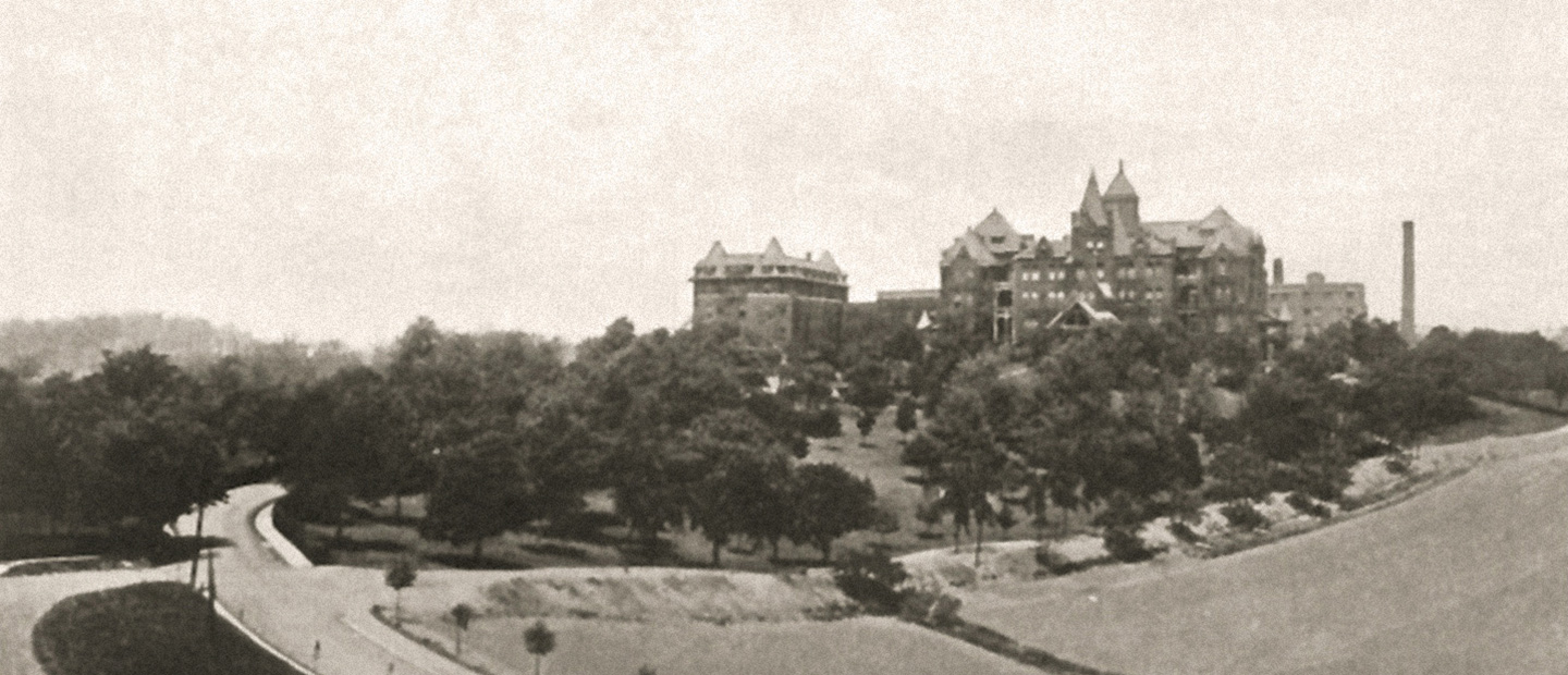 An archival image of campus